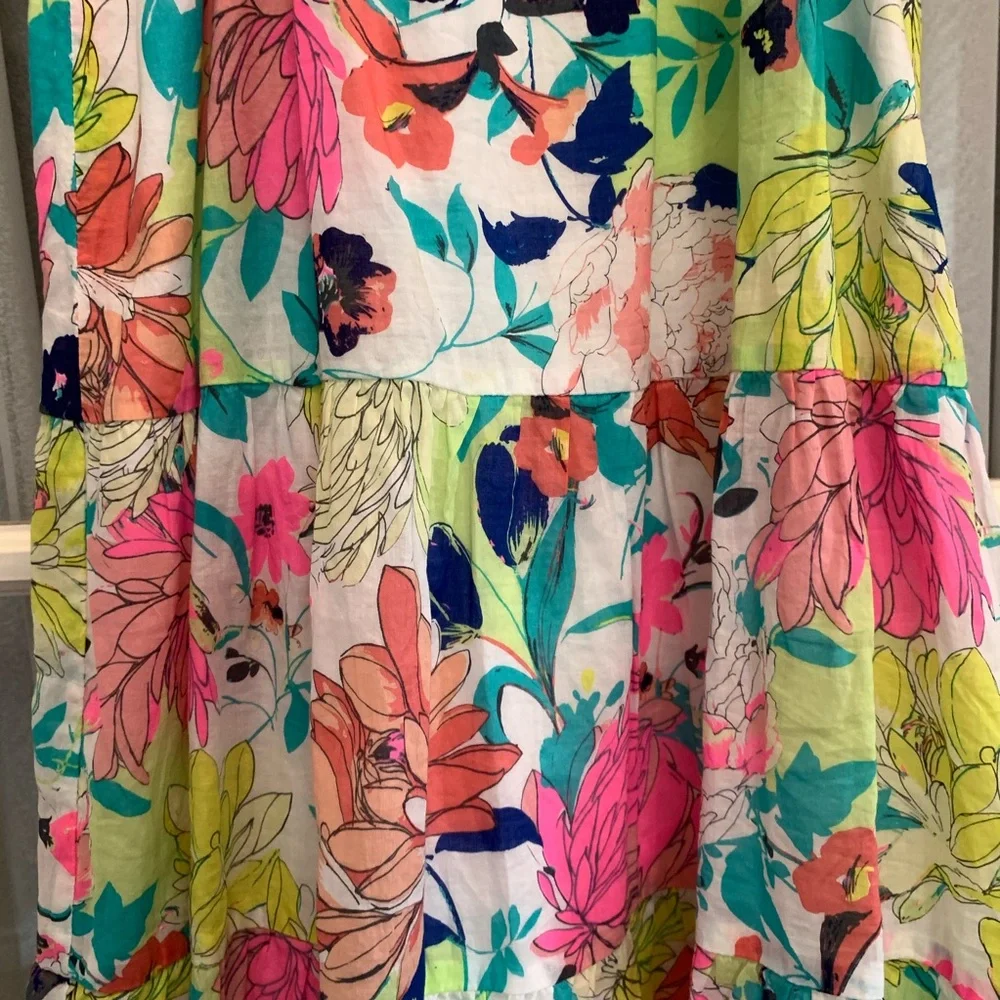 Mixed pink/blue/yellow floral print dress